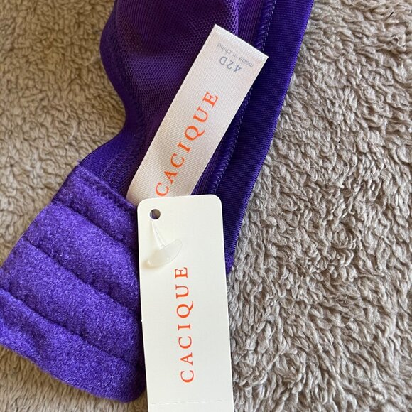 Cacique Balconette Bra 42D Royal Purple Smooth Satin NWT - Picture 3 of 8